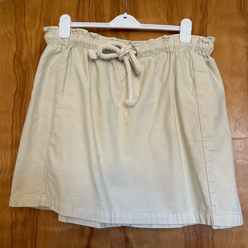J. Crew | Ivory Tie Waist Pull-On Neutral 100% Cotton Paperbag Mini Skirt, XL